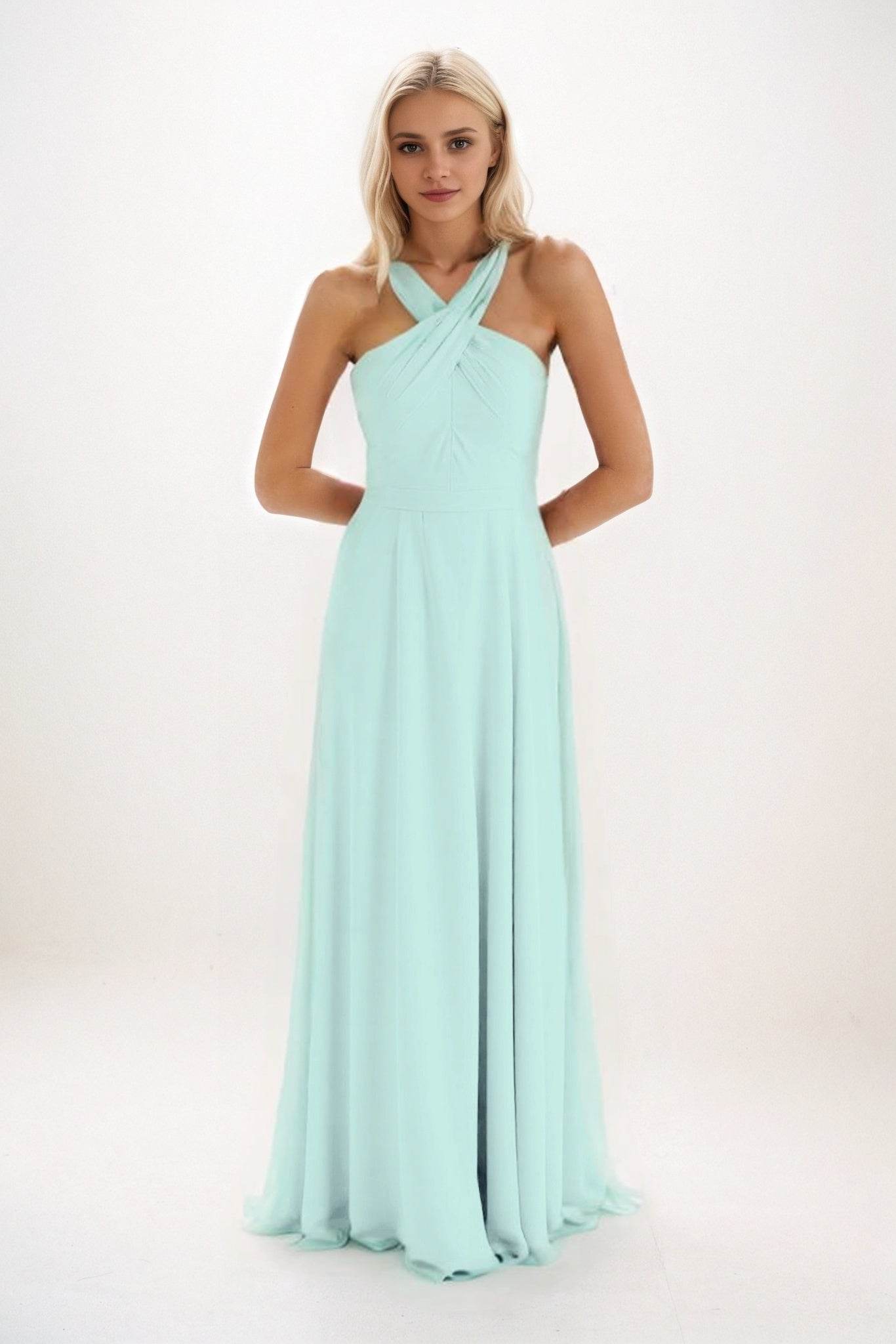 A-Line Maxi Chiffon Bridesmaid Dress CB0824 - COCOMELODY